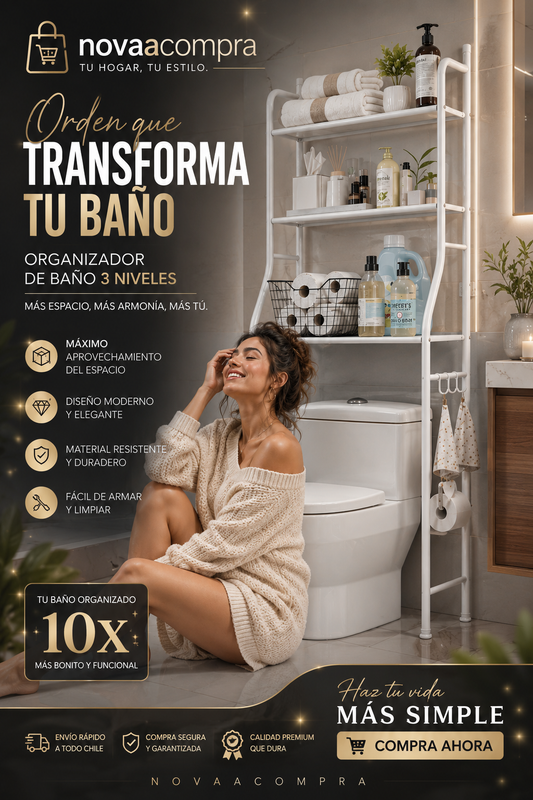 Tu Baño Organizado en 3 Minutos — Sin Taladro, Sin Perforaciones, Sin Excusas